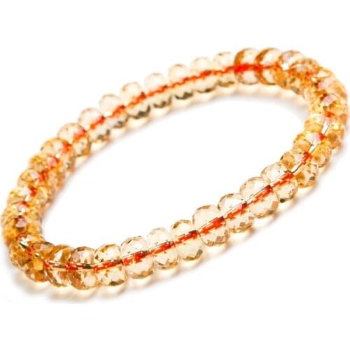 Natural Yellow Citrine Bracelet Jewelry For Women Men Quartz Abacus Faced Beads Gemstone Crystal Stretch Strands AAAAA 7mm 10mm