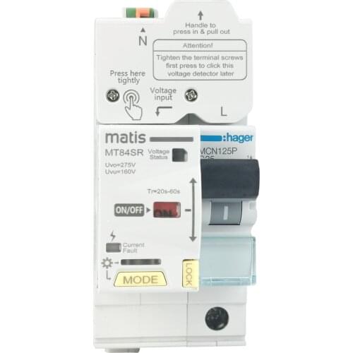 Matis MT84SR New technology over under voltage protection automatic recloser with 1P C25 MCB circuit breaker