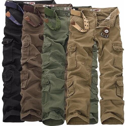 Large Size 40 42 44 New 2016 Men Fashion Military Style Multi Pocket Cargo Pants Casual Straight Long Baggy Overalls Trousers
