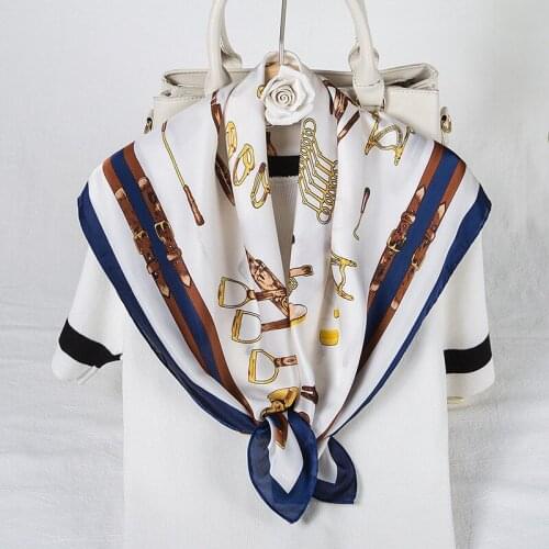 New Summer 70 Foulard Square Hair Scarf Womens Fashion Bandana Satin Silk Neck Scarf For Office Ladies Shawls Bag Twill Scarf