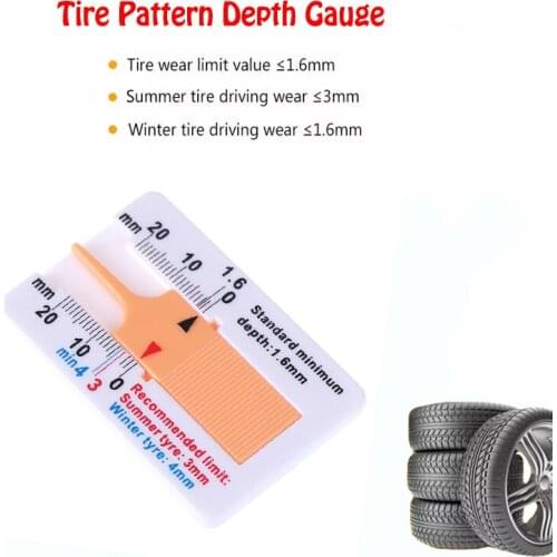 Plastic Tread Depth Ruler 0-20MM Cursor Depth Caliper Indicator Tire Pattern Portable Tread Measure Tool Depth Gauge Car Gauge