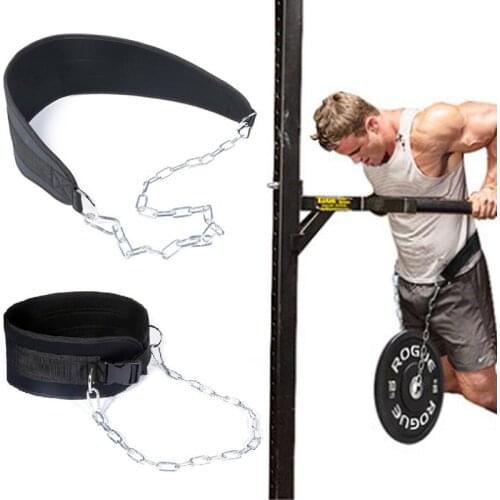 Weight Lifting Belt With Chain Fitness Equipment Dip Belt Pull Up Belt For Powerlifting Bodybuilding Kettlebell Barbell Gym Belt