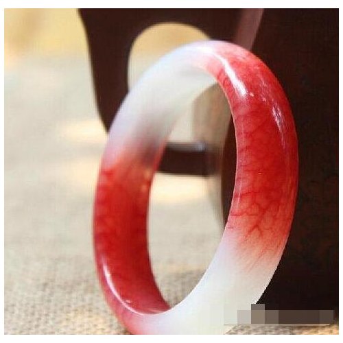 Selling Jewelry>>> Natural red and white jades charm bracelet hand-polished red good luck bangle custom size 58mm-62mm