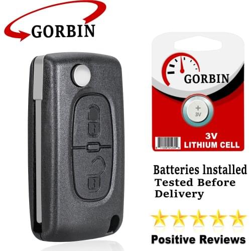 GORBIN VA2 Blade 2 Buttons Smart Remote Car Key for Peugeot 307 2006-2011 Flip Key Fob ASK 433MHz ID46 Chip CE0536
