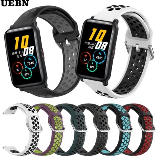 UEBN Sport Silicone Breathable Strap For Huawei Honor Watch ES Wrist Bracelet for Honor Es Replacement Watchbands Correa