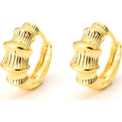 New mother Hoop Earrings 24K Fine Gold GF Twisted Earings Women pyramid Romantic moral Goold party Jewelry Wedding Gift