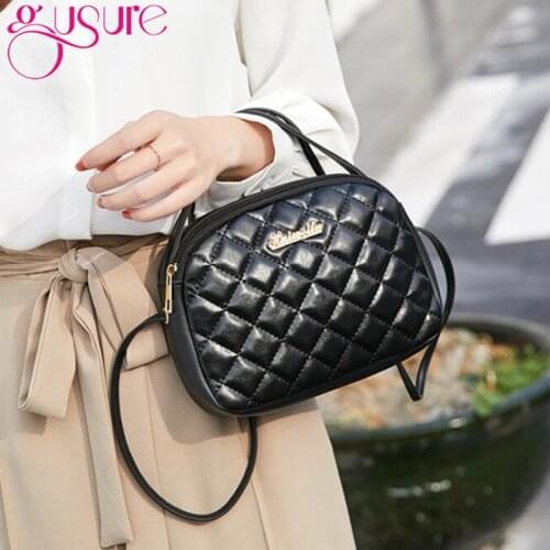 Gusure Plaid pattern Crossbody Bags for Women Simple Small Totes Checked PU Handbags Girls Single Shoulder Messenger Purse Bags