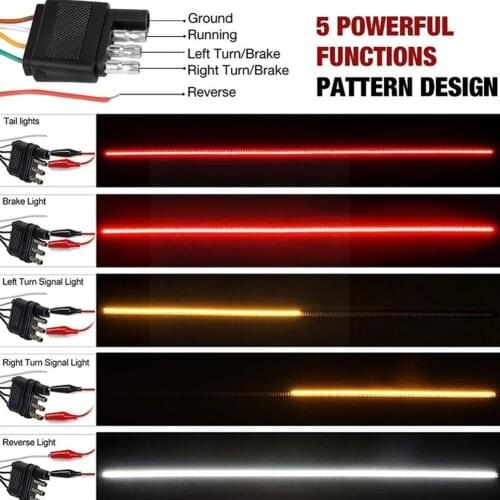 60" Truck Tailgate LED Strip Light Bar Triple Row 5-Function Signal Turn With Pickup Brake SUV For Jeep Reverse