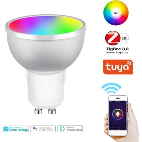 Tuya Smart LED Light Bulb 5W GU10 Lamp Cup Zigbee 3.0 RGBCW Voice Control White/Warm Light Works With Alexa Echo/Google Home