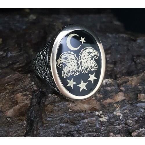 Unique New Original Hot Sale Rings Antique Double Eagle Biker 925 Silver Men Ring Male Boho Vintage Fine Jewelry Accessorie