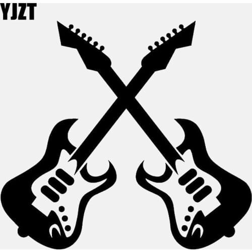 YJZT 13.3CM*12.2CM Two Electric Guitar Rock Music Musician Vinyl High Quality Car Sticker C22-0641