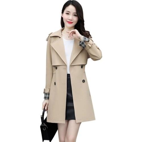 Women Temperament Korean Windbreaker Elegant Large Size Slim Windbreaker 2021 Ladies fashion spring autumn popular coat OK857