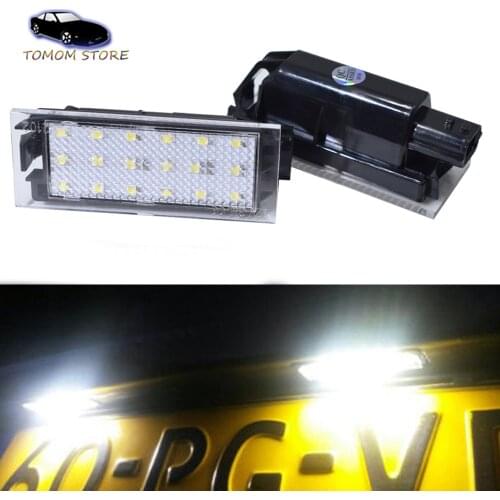2Pcs 18 SMD White LED Rear License Plate Lights For Renault Clio MK3 Espace Kangoo Koleos Laguna Master Megane Trafic Twingo