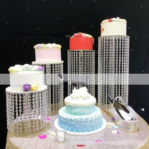 4pcs in set Crystal transparent Cake holder group Birthday acrylic cake stand for wedding party