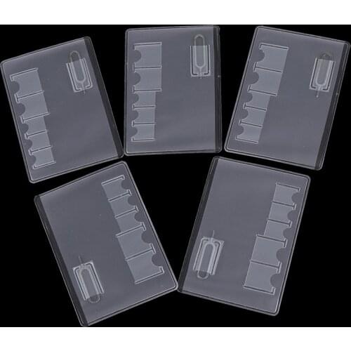 5Pcs 6 Sim Card Storage Case Box Bag Easy Carry Clear Protector Portable For Sim Memory Card Transparency Universal
