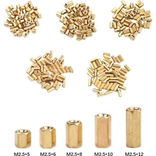 50Pcs/set M2.5*5/6/8/10/12 Female Hex head Brass Spacing Screws Threaded Pillar PCB Computer PC Motherboard StandOff Spacer