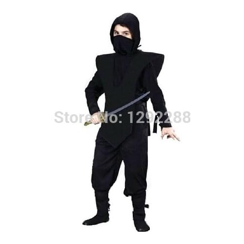 Free shipping,Halloween party cosplay clothes black children adult Ninja Costumes for kids performance wear