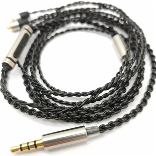 Diy 3.5mm plug custom earphone cable MMCX interface silver plated with mic earbuds plug wire