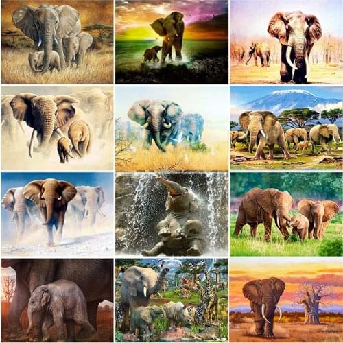 DIY 5D Diamond Painting Elephant Family Animal Diamond Embroidery Set Cross Stitch Mosaic Rhinestones Wall Sticker Decor Gift