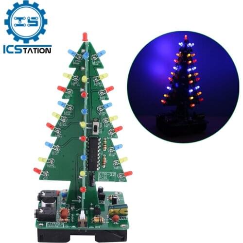 DIY Kit LED Christmas Tree Integrate Circuit Sound Control Audio Spectrum Suite Audio Flashing Light Electronics Parts Soldering