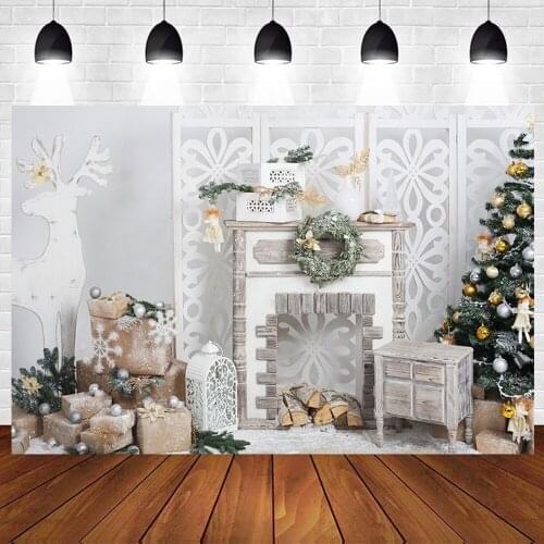Christmas Photography Backdrops Background Fireplace Winter Snow Tree Window Baby Photocall Portrait Background For Photo Studio
