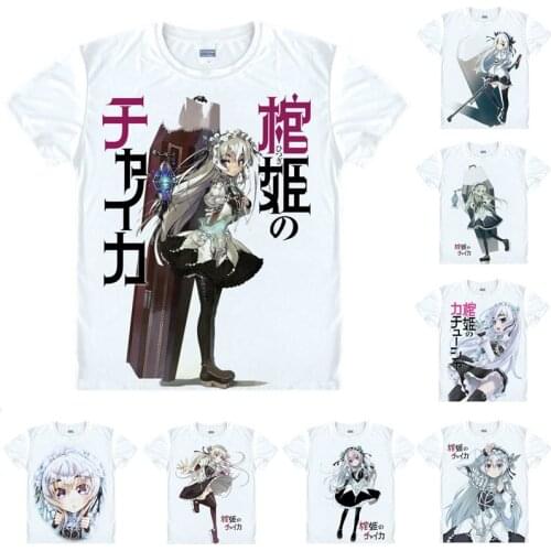 Coolprint Anime Shirt Chaika The Coffin Princess T-Shirts Short Sleeve White-haired Wizard Chaika Trabant Cosplay Motivs Shirts
