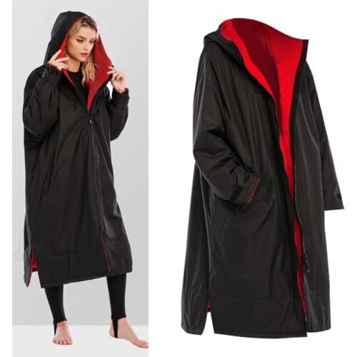Surf Changing Robe Unisex Adults Hooded Outdoor Sports Swimming Coat Windbreaker Jacket Weatherproof Swim Parka with Pocket