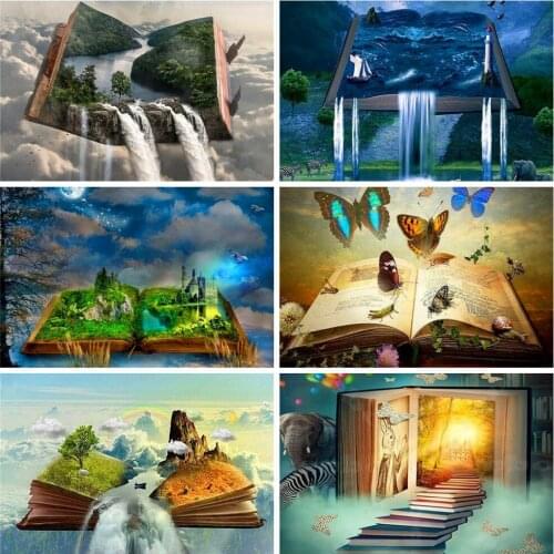 HUACAN 5D DIY Diamond Painting Book Landscape Full Square Drill Home Decoration Embroidery Picture Handcraft Kits