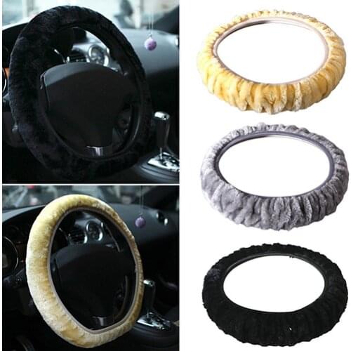 Short Plush Car Steering Wheel Cover Autumn Winter Driver Driving Accessory Car Styling Covers Auto Steering Wheels Protector