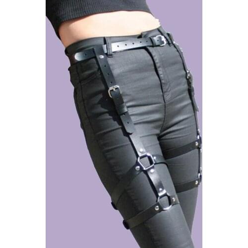 Leather Sword Belt Waist Garter Handmade Body Bondage Sexy Leg Suspenders Restraints Harness Erotic Stockings Lingerie