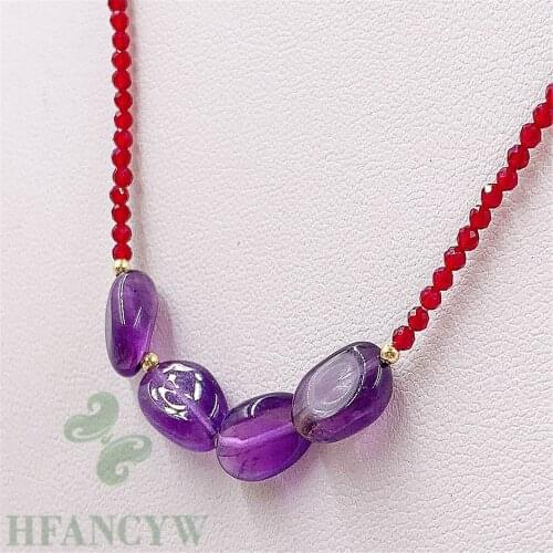 Red Spinel Amethyst Pendant Necklace 18 Inches Gift Chain Diy Cultured Hang Classic Aurora Women