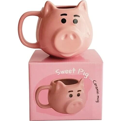 Creative Ceramic Cup Pink Pig Cup Cute Animal Round Pig Nose Mug Children Cartoon Water Cup High Value Milk Coffee Cup