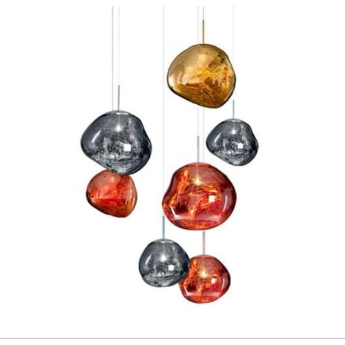 LOFT Glass Lava Creative Lights Bar coffee shop Simple Scandinavian Creative Personality Black Bedroom Small Candelier Gold