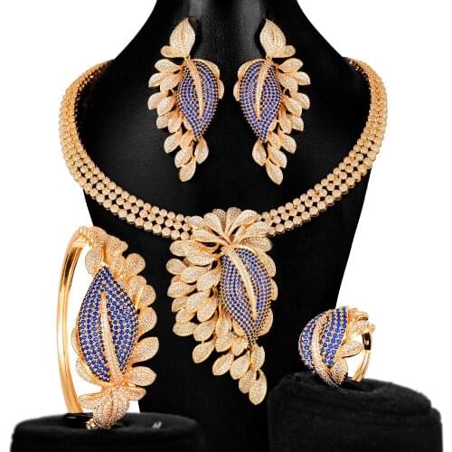 Missvikki women jewelry Set Russia Wedding Bride Luxury Necklace 4PCS Dress Jewelry Set for Women Daily Party Cubic Zirconia
