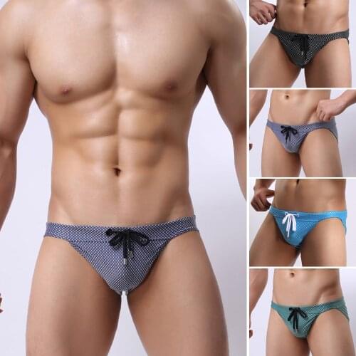 Mens Bikini Sexy Swim Trunks Breathable lace-up Non-slip Beach Shorts Fast Dry Fashion Summer Low Rise Mens Bathing Suit Surf