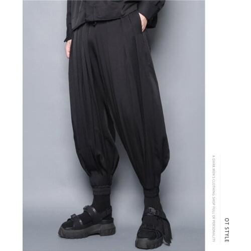 Miyake drape Dark Yamamoto style style drape casual pants mens wear bloomers loose bound feet jiufen pants man