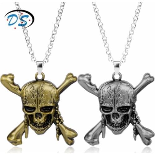 Man Hiphop Jewelry Pirates of the Caribbean Captain Jack Sparrow Skull Mask Necklace Punk Pendants Necklaces for Gifts