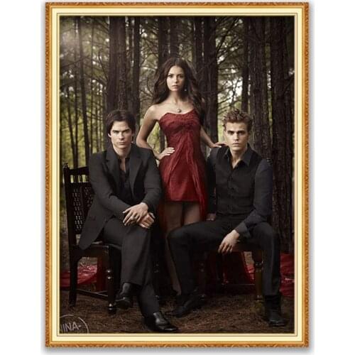 The Vampire Diaries DIY 11CT Cross Stitch Embroidery Kits Craft Needlework Set Cotton Thread Printed Canvas Home Decoration Sell