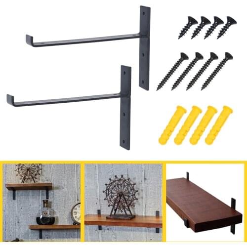 Wall Mounted Shelf Metal Frame Storage Holders for Wooden Board (not Inlcuded) Shelf Making Accessories Kitchen Bathroom Rack