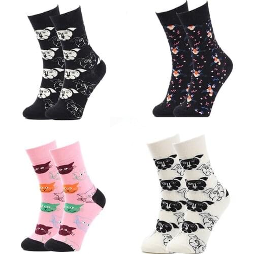 1pair Winter Men Women Crew Short Socks Fashion Creative Funny Harajuku Soft Socks Long Print Personalized Casual Cotton Sokken