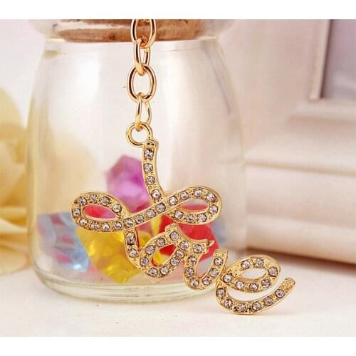 Charming Keychain Carabiner Pendant Rhinestone Stone Pattern Love Keyfob Gift Decor