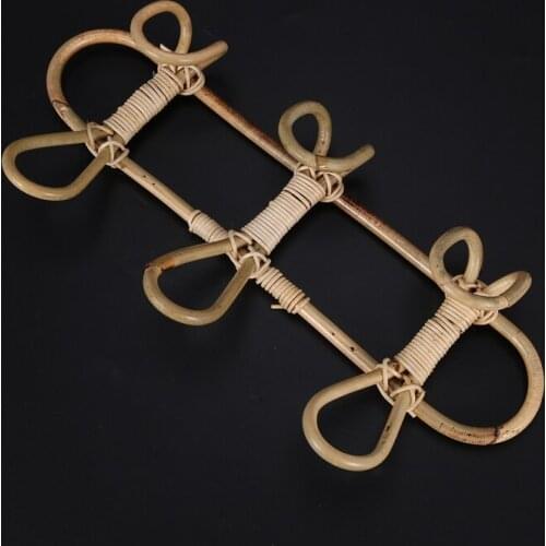 Clothes Hat Hanging Hook Rattan Hanger Kids Room Decor Hanger Rattan Wall Hooks Kids Garments Organizer Rack 40x20cm