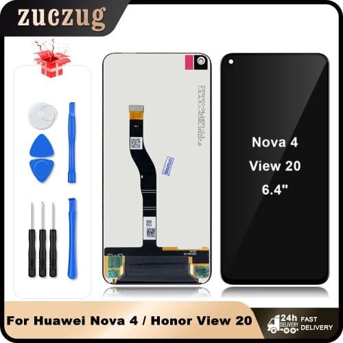 Original 6.4" For Huawei Honor View 20 View20 V20 LCD Display Touch Screen Digitizer Assembly For Huawei Nova 4 Nova4