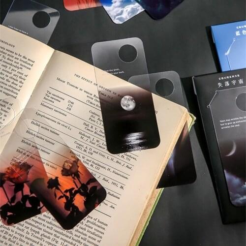 10Pcs PET Transparent Bookmark INS Fantasy Journaling Accessories Aesthetic Planet Astronaut Gift Student Supplies Book Marker