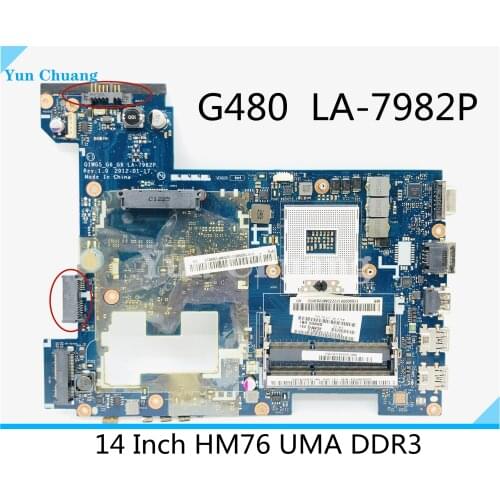 QIWG5_G6_G9 LA-7982P motherboard for Lenovo G480 laptop mtherboard PGA989 HM76 DDR3 100% fully tested