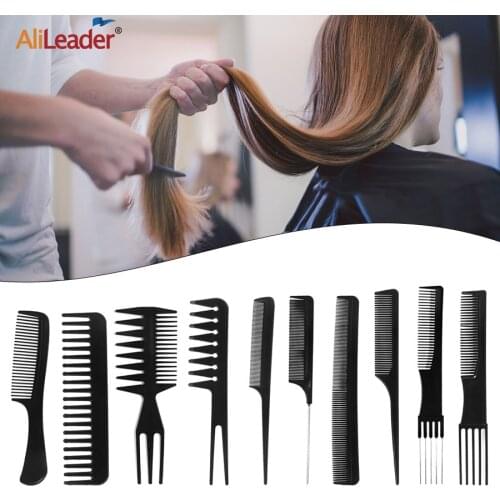 Alileader Cheapest 10Pcs Hair Comb Professional Salon Hair Hairdressing Anti-Static Barbers Comb Tail Comb With Free Storage Bag