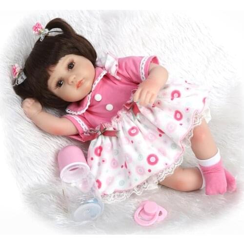 Lifelike 17 Inch Reborn Dolls Soft Silicone Realistic Newborn Baby Girl Rebirth Doll Toddler Christmas Gifts