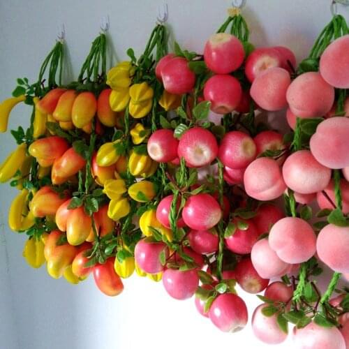 Fake fruit props peach apple strawberry jujube tangerine banana pear pomegranate lemon carambola grape buches faux fruit model