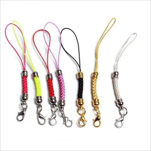 20pcs/lot Mobile Phone Strap/Chain Braided Nylon Rope With Lobster Clasp Lariat Lanyard Cord DIY Jewelry Findings Z197