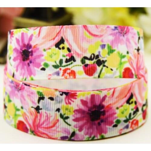 22mm 25mm 38mm 75mm Flower printed Grosgrain Ribbon party decoration 10 Yards X-04449